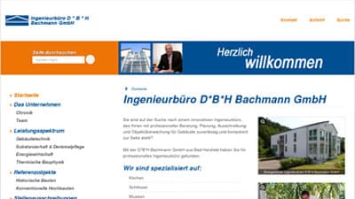 Screenshot der Internetseite: dbh-bachmann.de
