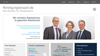 Screenshot der Internetseite: kuendigungsanwalt.de