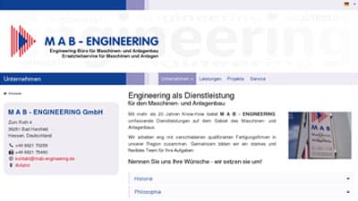 Screenshot der Internetseite: mab-engineering.de