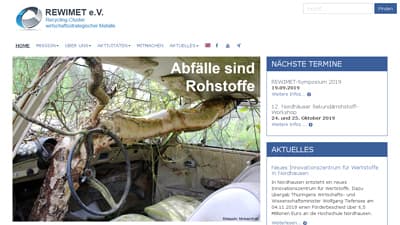 Screenshot der Internetseite: rewimet.de
