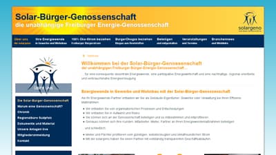 Screenshot der Internetseite: solarbuergergenossenschaft.de